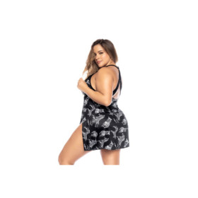 Nuisette grande taille imprimé zèbre, fendue sur les côtés 